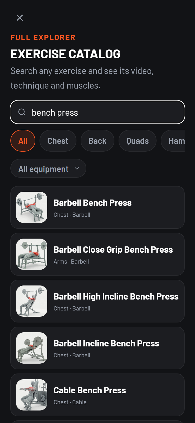 Proven exercises, swap any variant